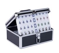 SHATONG Chinese Riichi Mahjong Set 144 Acrylic Tiles Traditional Chinese Version Board Game with Black Aluminum Alloy Box for Travel Party Family Game Gift(color:suet White)