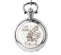 SHATONG Santa Claus Series Vintage Pocket Watch with Arabic Numerals Analog Round Quartz Pocket Watch Necklace Gift for Kids