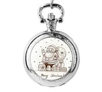 SHATONG Santa Claus Series Vintage Pocket Watch with Arabic Numerals Analog Round Quartz Pocket Watch Necklace Gift for Kids