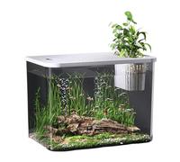 Shatter-Resistant Aquarium With Jumpguard Cover Compact Fish For Tabletop Decoration & Live Plant Display Home Fishtanks