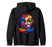 Shattered Face Geometric Mosaic Abstract Modern Art Zip Hoodie