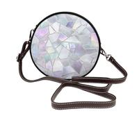 Shattered Mirror Ice Texture Women Round Crossbody Bags Leather Sling Bag Purse