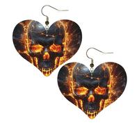 Shattering of skull Leather Earrings for Women Heart Earring Lightweight Dangle Earrings Jewelry Gifts