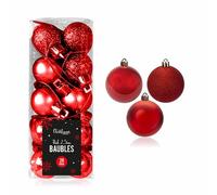 Shatterproof Baubles Balls Ornaments - Red Christmas Tree Decorations for Xmas Holiday Wedding Party - 2.5cm (20pcs)