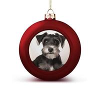 Shatterproof Christmas Ball Ornaments - Cute Schnauzer Christmas Tree Decorations, Red Hanging Xmas Balls for Tree Decor, Holiday Wedding Party Decorative Pendants 2.4 Inch