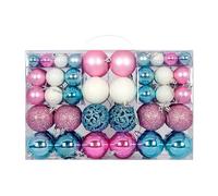 Shatterproof Christmas Balls Shiny Black and Golden Christmas Tree Hanging Ornaments Xmas Holiday Indoor Decoration (Pink Blue, 100 Pieces)