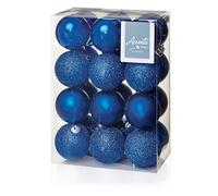 Shatterproof Christmas Baubles 24 Pack 60mm Premier Christmas Tree Decoration, matt, shinny and glitter baubles (Midnight Blue 5429)