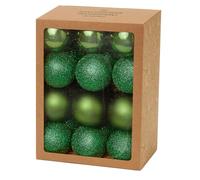 Shatterproof Christmas Baubles 24 Pack 60mm Premier Christmas Tree Decoration, matt, shinny and glitter baubles (Green 9552)