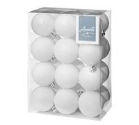 Shatterproof Christmas Baubles 24 Pack 60mm Premier Christmas Tree Decoration, matt, shinny and glitter baubles (White 5481)