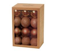 Shatterproof Christmas Baubles 24 Pack 60mm Premier Christmas Tree Decoration, matt, shinny and glitter baubles (Brown 6813)