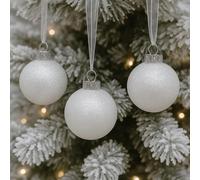 Shatterproof Christmas Baubles Set - White 60mm