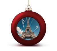 Shatterproof Christmas Iron Tower Ball Ornaments 1.6" Red Christmas Balls for Tree Decor Lightweight Plastic Baubles with Gold String for Xmas Tree Holiday Party Decorations