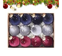 Shatterproof Christmas Ornaments, 12-Piece Ball Decorations, Velvet Finish Texture, Lightweight Design, Easy and Store, Fade Resistant, Perfect for Thanksgiving Home Holiday Party Indoor Outdoor