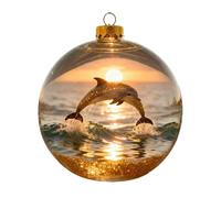 Shatterproof Christmas Ornaments,3D Acrylic Cute Home Decor | Turtle Dolphin Bird Christmas Ornaments Balls,for Indoor Outdoor Wall Door Shelf Bedroom Living Room Office Garden Yard