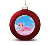 Shatterproof Christmas Pink Leopard Ball Ornaments 1.6" Red Christmas Balls for Tree Decor Lightweight Plastic Baubles with Gold String for Xmas Tree Holiday Party Decorations