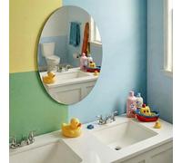 Shatterproof Kids Bathroom Mirror - 30-60cm Acrylic Safety Mirror for Toddlers & Children - Frameless Round Geometric Wall Decor - Lightweight, Peel & Stick Easy Install - Non-Glass Reflective Surface