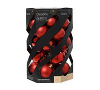 Shatterproof Mixed 30 Christmas Baubles - RED - Various Sizes