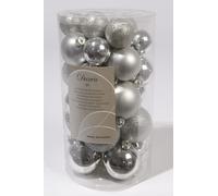 Shatterproof Mixed 30 Christmas Baubles - Silver- Various Sizes