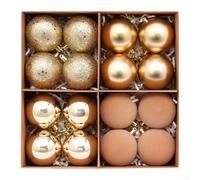 Shatterproof Pink Christmas Ornaments 16 Pack Baubles | Shatter-resistant Plastic, Matte Satin Mirror Glitter Finishes, Metal Hanging , Festive Tree Wreath Decor