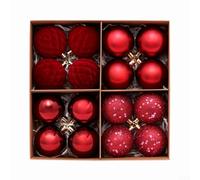 Shatterproof Pink Christmas Ornaments 16 Pack Baubles | Shatter-resistant Plastic, Matte Satin Mirror Glitter Finishes, Metal Hanging , Festive Tree Wreath Decor