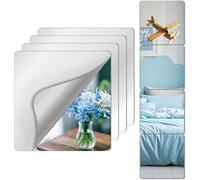 Shatterproof Self Adhesive Wall Mirror Tiles Bedroom,Unbreakable Long Wall Mounted, Acrylic Stick On Decoration, 2.6 MM, 20 x 20 CM x 4 Pcs, Mirrors Safe for Kids Non-Glass Plastic Children