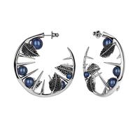 Shaun Leane Blackthorn Sterling Silver Black Spinel Pearl Leaf Hoop Earrings - Silver SLN-1160