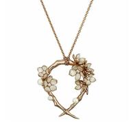 Shaun Leane Cherry Blossom 18ct Rose Gold Plated Sterling Silver Diamond Pearl Hoop Necklace