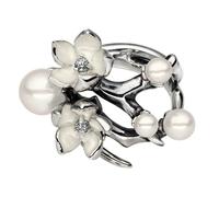 Shaun Leane Cherry Blossom Sterling Silver 0.10ct Diamond Pearl Flower Ring - M SLN-139/M