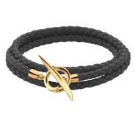 Shaun Leane Quill 18ct Yellow Gold Plated Sterling Silver Black Leather Wrap Bracelet - S SLN-572/S