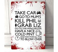Shaun of the Dead Sign zombie blood Horro splats quote A4 retro metal sign