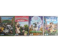 SHAUN THE SHEEP - AFTER WALLACE & GROMIT OTHER AARDMAN STORIES 1-4 COMPLETE COLLECTION / 1. SHAUN THE SHEEP MOVIE / 2. TWO'S COMPANY / 3. FARMAGEDDON / 4. EARLY MAN = ULTIMATE 4x DVD SET