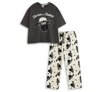 Shaun The Sheep Womens Grey Character Short Sleeve Long Leg Pyjama Set - Small
