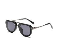 Shauna Retro Small Oval Women Luxury Sunglasses Fashion Rivets Blue Green Uv400 Men Trending Punk Sun Glasses (Black Grey,One Size)