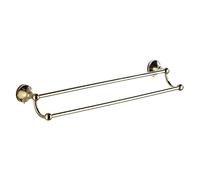 SHAUNI Euro Brass Towel Bar Double Arm, Golden Wall Mounted Bath Towel Rack Arm Length 52cm Modern Towel Hanger for Bathroom Kitchen-55x13cm
