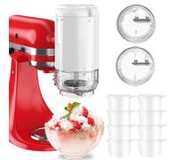 Shaved Ice Attachment for KitchenAid Stand Mixers with 8 Ice Molds, Ice Shaver Attachment, Snow Cone Attachment/Maker with Coarse and Fine Blades