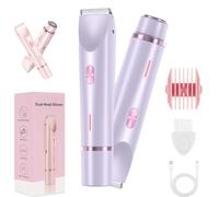 Shaver, 2 in 1 Electric Dual Head Shaver Women, Portable Bikini Smooth Shave Razor, Ipx7 Waterproof Wet & Dry for Leg Arm Underarm Pubic Area (Purple)
