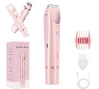 Shaver, 2 in 1 Electric Dual Head Shaver Women, Portable Bikini Smooth Shave Razor, Ipx7 Waterproof Wet & Dry for Leg Arm Underarm Pubic Area (Pink)