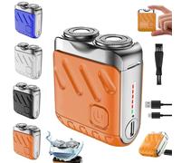 Shaver,Mini Electric Shaver,Portable Rotary Dual Ring Electric Shavers,360° Rotation USB Rechargeable Waterproof Beard Pocket Razor,Mini Wet Dry Shaving for Travel Use (Orange)