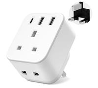 Shaver Plug Adaptor UK,SHUOMAO Toothbrush Shaver Adapter with 3 USB,Toothbrush Razor Charger Adapter with 13A Fuse UK 2 Pin to 3 Pin Converter Plug for Epilators Bathroom,for US EU Plug