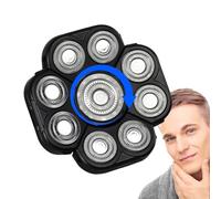 Shaver Replacement Heads Kit - 9 Head Electric Attachment, Double Ring Rotary, High Speed Razor Refill | Grooming Shaver Head Design, Precision Hair Removal for Wet Dry Bald Skin Maint