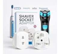 Shaver Socket Adapter for Oral-B, Philips Sonicare, Braun, Panasonic and More - 2 Pin to 3 Pin UK Plug Converter for Electric Toothbrush Chargers & Shavers - Bathroom Shaver Plug Adapter