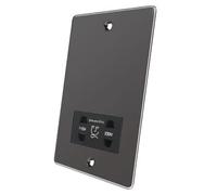 Shaver Socket Dual Voltage 115V/ 230V - Polished Black Nickel - Flat