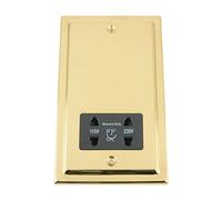Shaver Socket Dual Voltage 115V/ 230V - Polished Brass Victorian - Black Insert