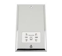 Shaver Socket Dual Voltage 115V/ 230V - Polished Chrome Victorian - White Insert