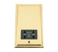 Shaver Socket Dual Voltage 115V/ 230V - Polished Mirror Brass Georgian - Black Insert