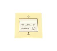 Shaver Socket Dual Voltage 115V/ 230V - Single Size - Polished Brass Flat - White Insert