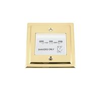 Shaver Socket Dual Voltage 115V/ 230V - Single Size - Polished Brass Victorian - White Insert