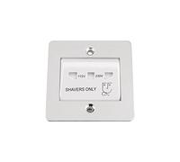 Shaver Socket Dual Voltage 115V/ 230V - Single Size - Polished Chrome - Flat
