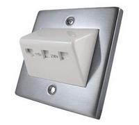 Shaver Socket Dual Voltage 115V/ 230V - Single Size - Satin Chrome - Square