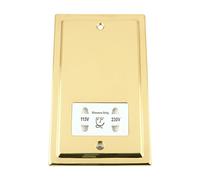 Shaver Socket Dual Voltage 115V/ 230V - Victorian Polished Brass - White Insert